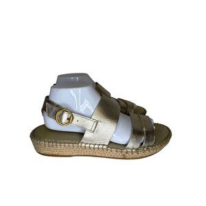 Cole Haan Tilden Cloudfeel Women's Sandal Gold Ankle Strap Jute Leather Size 9